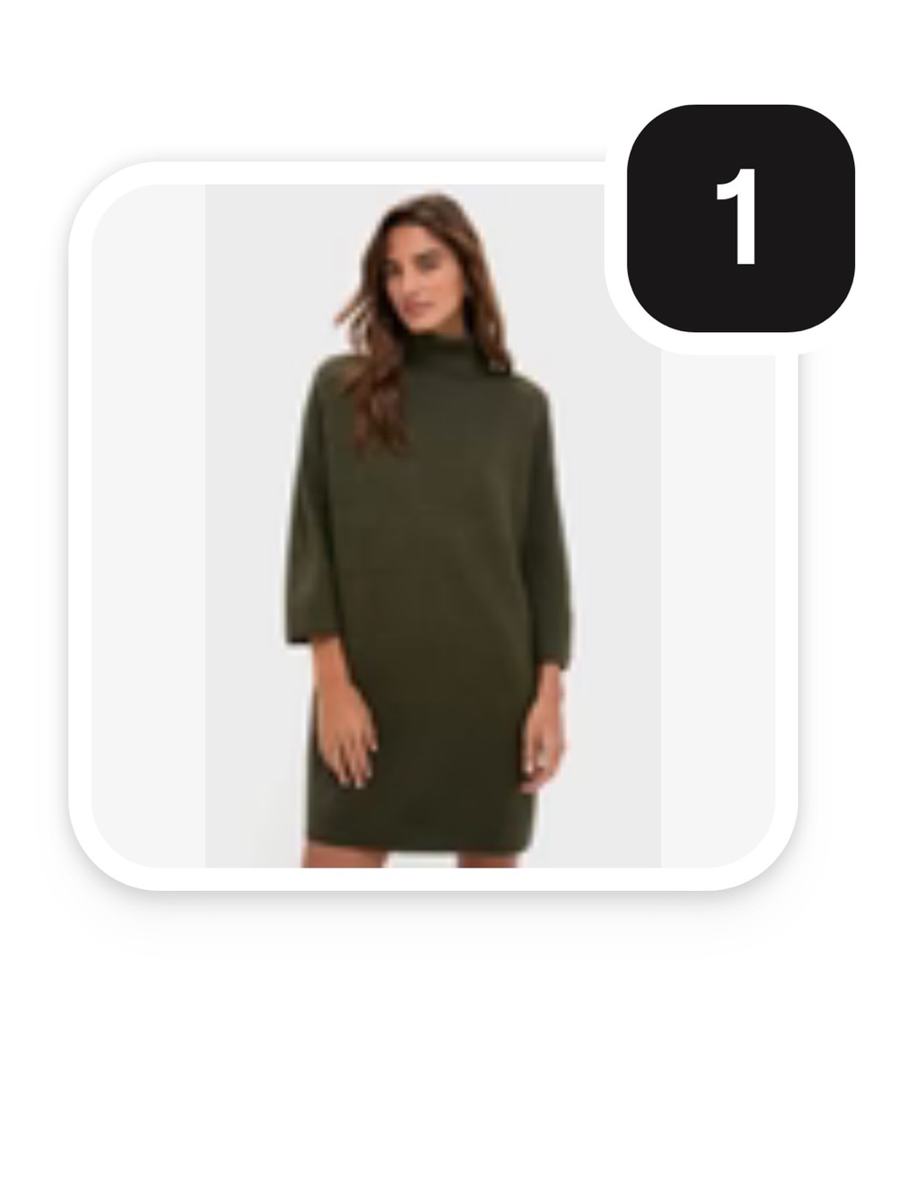 Pomander Place Olive Green Turtleneck Shift Dress